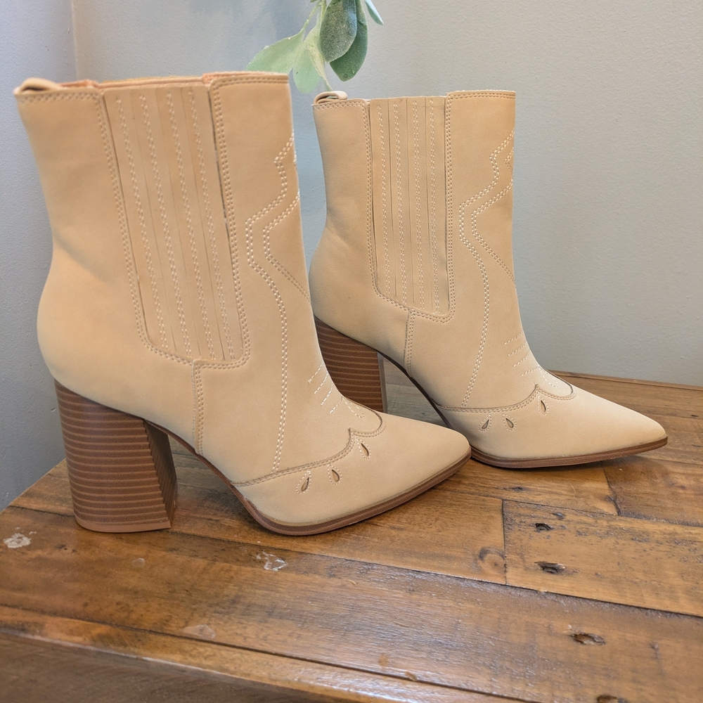 Faux Suede Western Vibes Ankle Boots